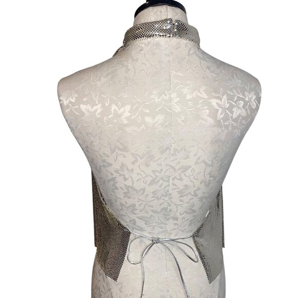 Whiting Davis Vintage 1970s Womens Top One Size Silver Halter Mesh Casual - Picture 3 of 15